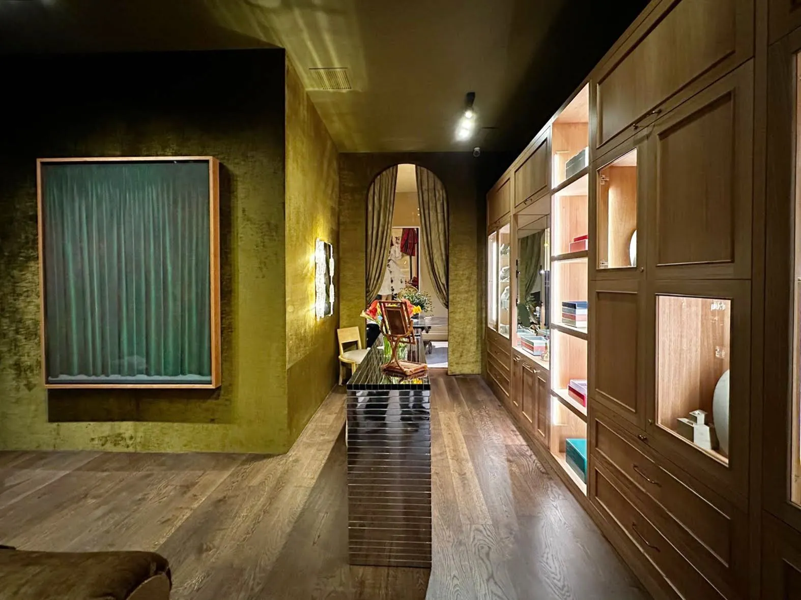 Expert wallpaper installation — living room feature wall
