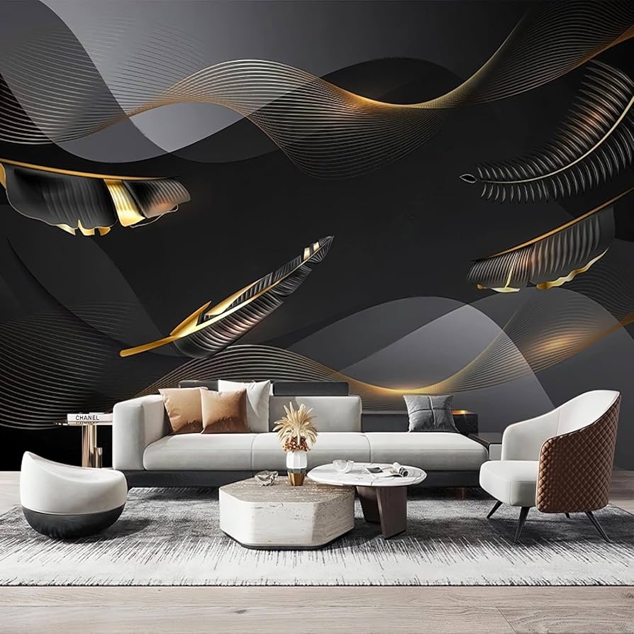 Modern 3D wallpaper — luxury living space
