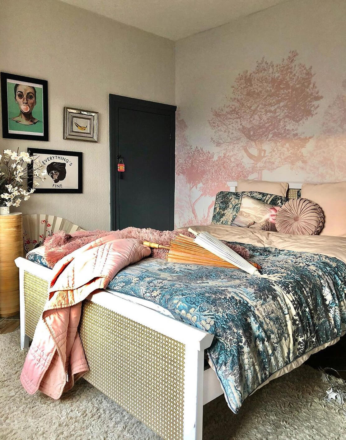 Botanical wallpaper mural — bedroom