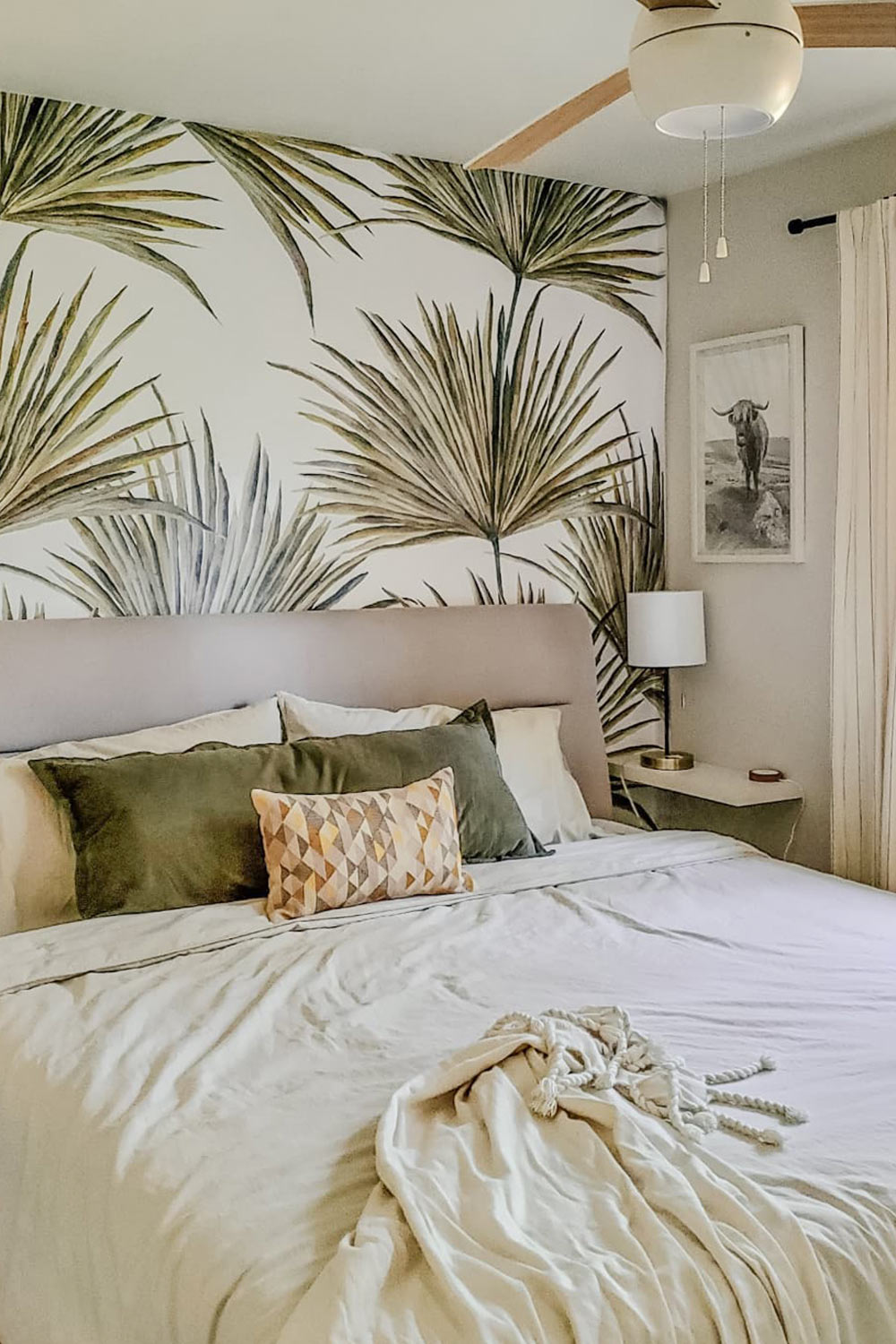 Floral wallpaper — accent wall installation